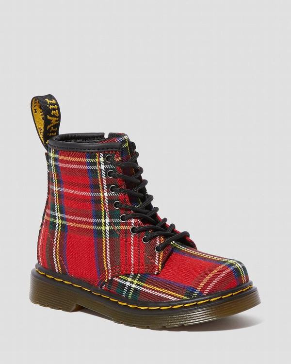 Dr Martens Dětské Kotníkové Boty Toddler 1460 Tartan Červené Hnědé, CZ-149538